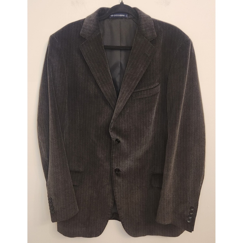 Dockers Mens Croduroy Blazer 44L Brown‎ Herringbone Wale Sports Coat Jacket